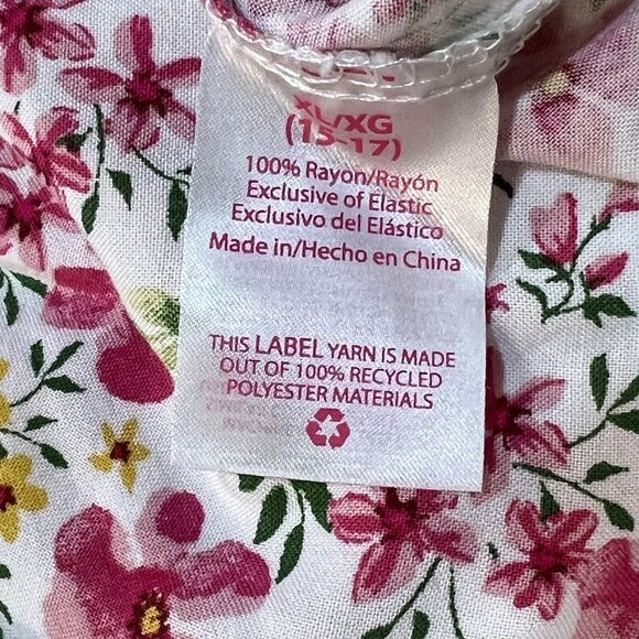 No Boundaries - Women's Junior's White, Pink Floral Print Gathered Peplum XL - Picture 10 of 11